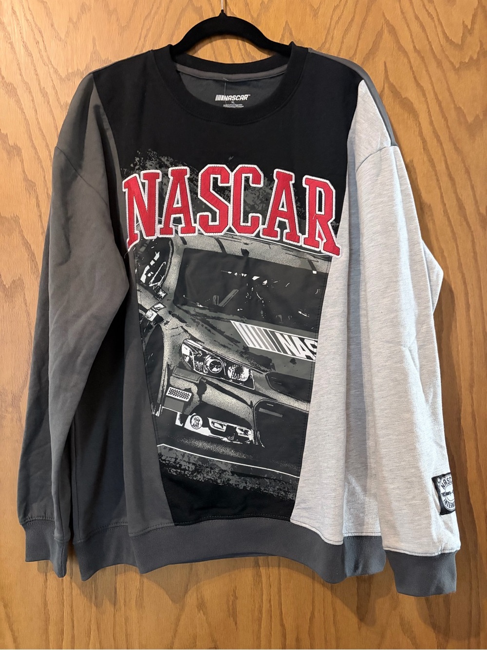 NASCAR Colorblock Crewneck Sweatshirt Black/Grey